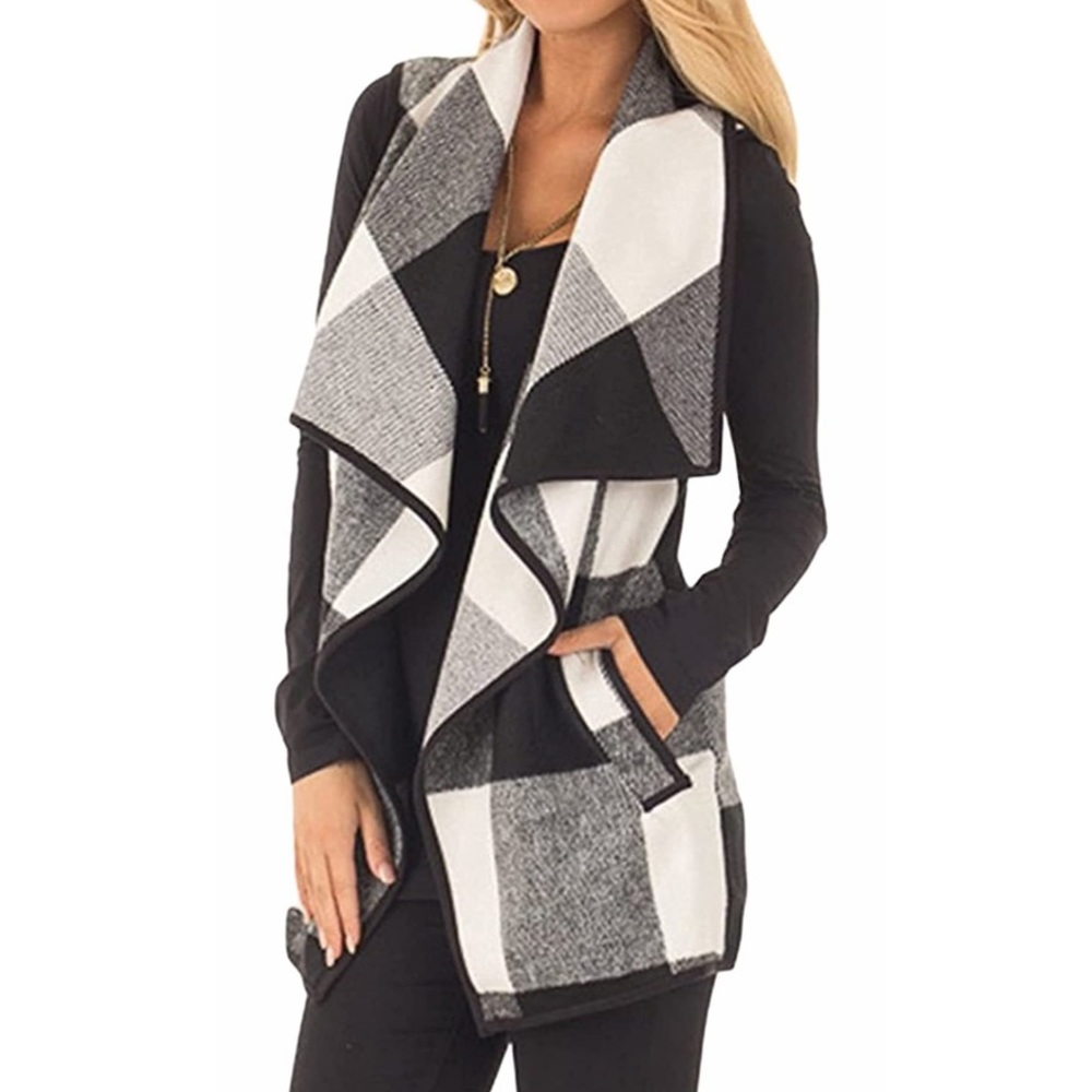 Black Buffalo Plaid Vest Cardigan